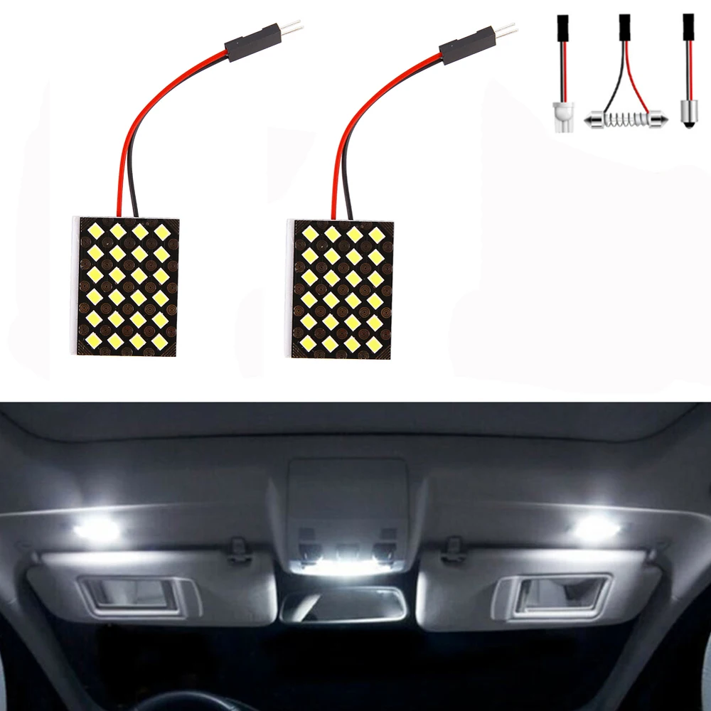 

5*3.5cm Car Light Panel With T10 BA9S Adapter LED 3030 Car Panel White Light Auto Reading Lights Interior Dome Trunk Lamp