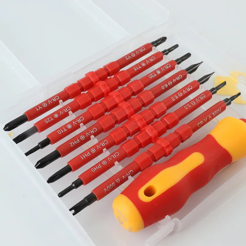 8pc Precision Screwdriver Bit Set Magnetic Insulation Removable Destornillador Electrician Home Electrical Special Repair Tools