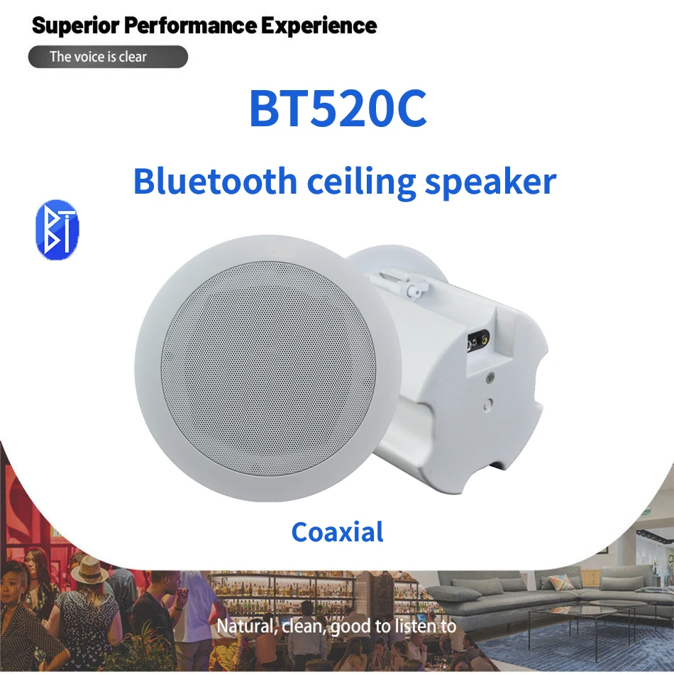 

20W Bluetooth Ceiling Speaker Stereo Sound Active In Wall Coaxial Music Loudspeaker Home Background Audio System with Back Cover