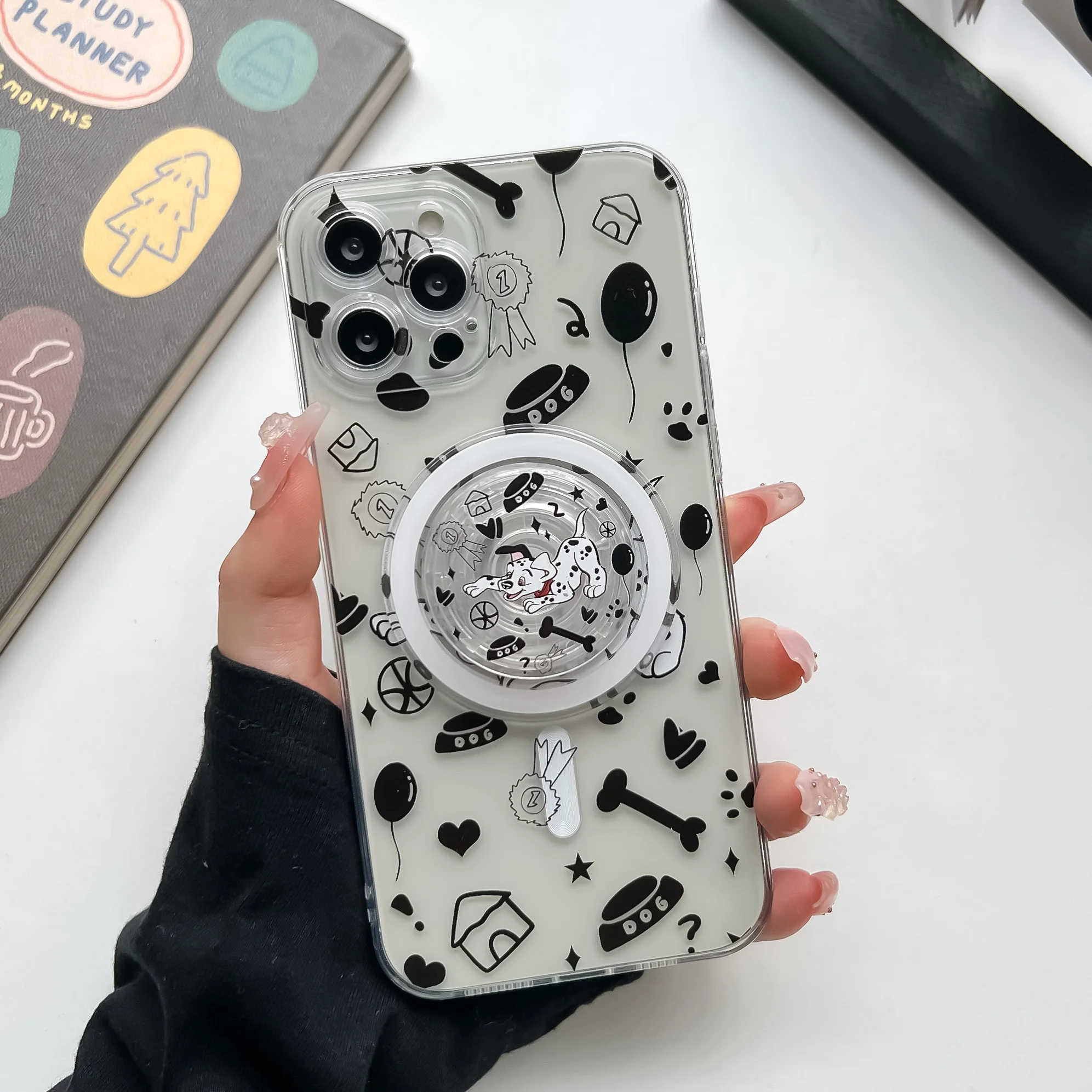 

Glitter Dog Transparent For Magsafe Case For Samsung Galaxy S23 S22 S21 Ultra S20 Plus FE Wireless Magnetic Holder Cover Cases