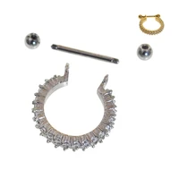 18g 1 2x8mm gem cz zircon nose stud septum clicker ring helix hinged hoop earring body piercing jewelry