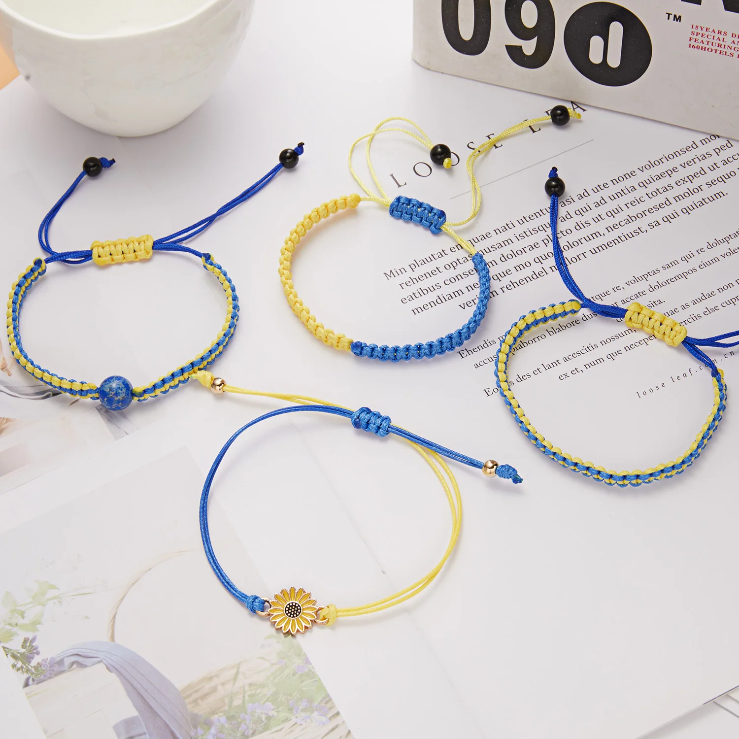 Fashion Daisy Bracelet Ukraine Sunflower Hand-woven Rope Charm Bracelets for Women Men Couple Bangle Jewelry Travel Party Wrist images - 6