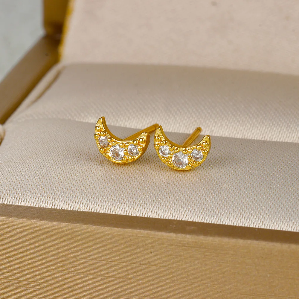 Серьги-кольца женские круглые с цирконием 2 шт.