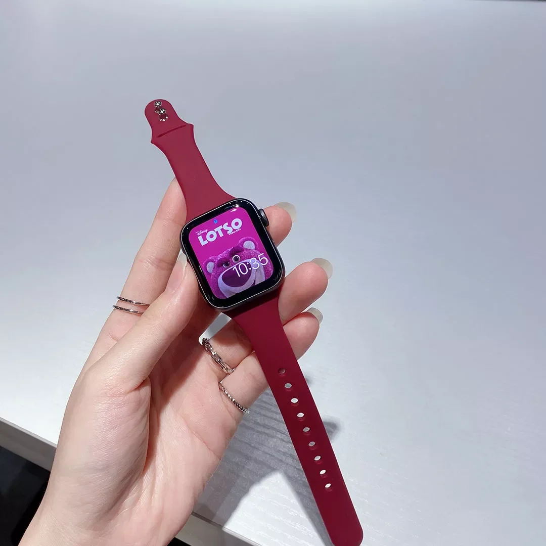 Тонкий ремешок для Apple watch band 38 мм 44 мм 40 мм 42 мм 41 мм 45 мм, силиконовый женский браслет wrsit, серия 3 4 5 SE 6 7