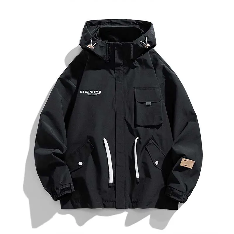 

Plus size jacket men's spring autumn multi-pocket loose workwear jacket hooded youth trendy tops mens clothes 8XL 9XL 155KG