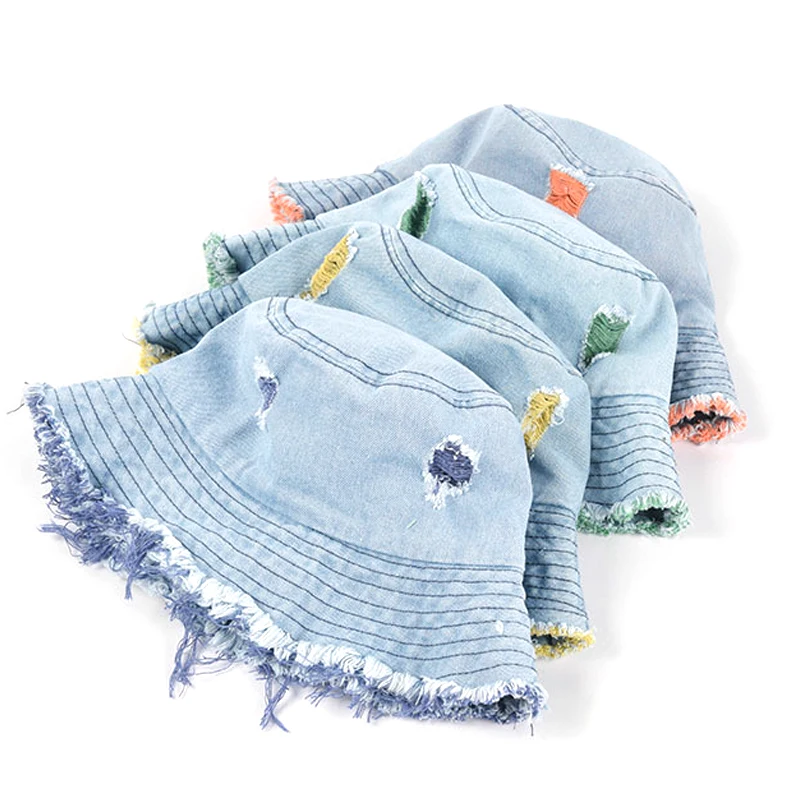 

Men's Bucket Hat Summer Hip Hop Hole Denim Fishing Ladies Hat Ladies Men's Fisherman Cowboy Hat Women