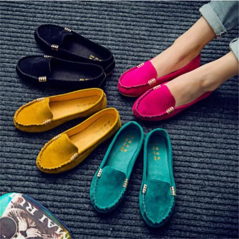 

2023New Flats Shoes Female Casual Loafers Shoes Slips Leather Flat Women's Spring Autumn Soft Round Toe Shoes