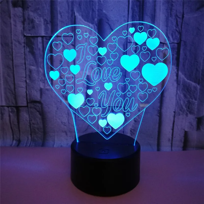 3D светильник с надписью Love USB-зарядкой 7 цветов | Лампы и освещение