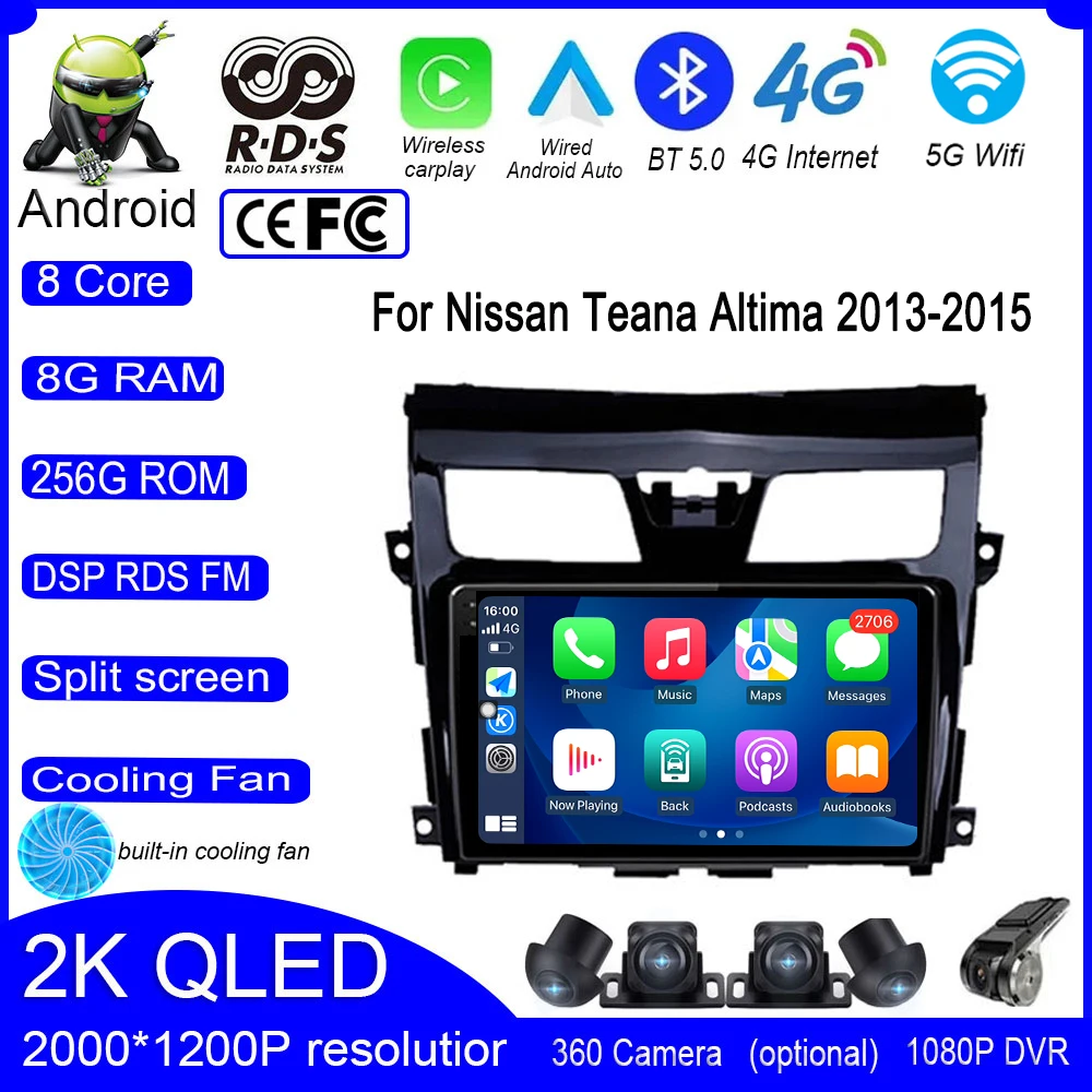 4G Android 14 для Nissan Teana Altima 2013 2014 2015 DSP RDS автомобильное радио GPS Мультимедиа Видео