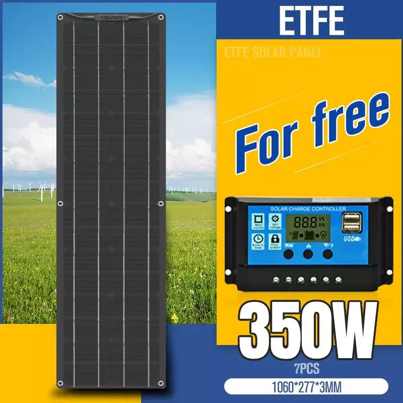 

2023NEW ETFE Solar Panel 350W 300W 150W Solar Controller 10/20/30A USB Charger Solar Panel Kit Complete For Outdoor Camping Van