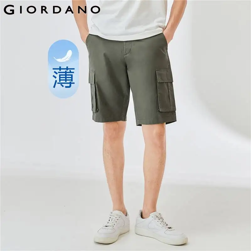 

GIORDANO Men Shorts Mid Rise Cargo Pockets Lightweight Summer Shorts 100% Cotton Comfort Relaxed Fashion Casual Shorts 01103302