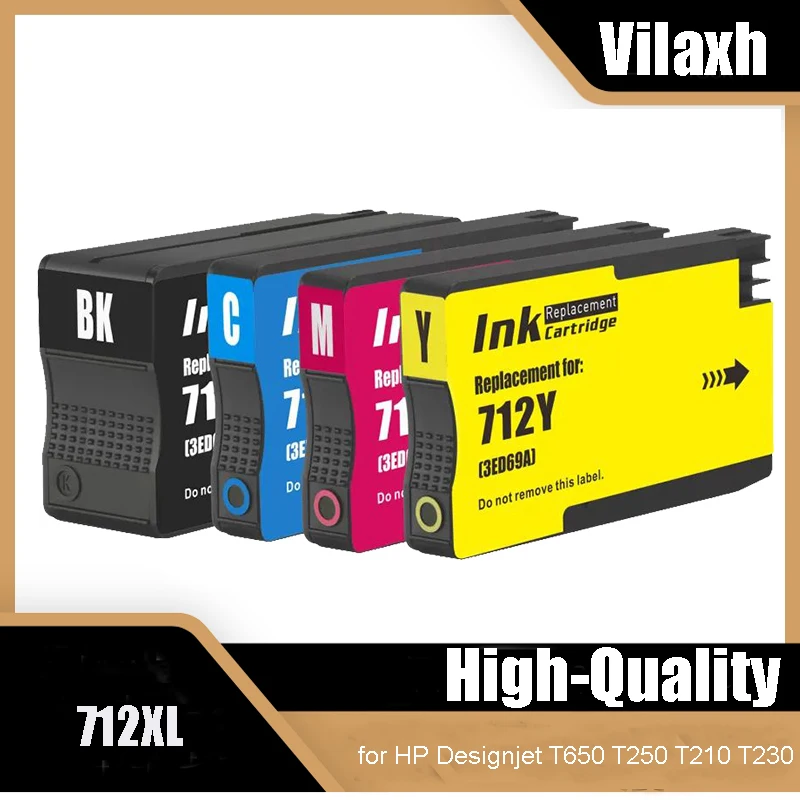 

Vilaxh For Hp 712 XL 712XL 712B 3ED71A Color Remanufactured Inkjet Ink Cartridge for HP712 for HP Designjet T650 T250 T210 T230