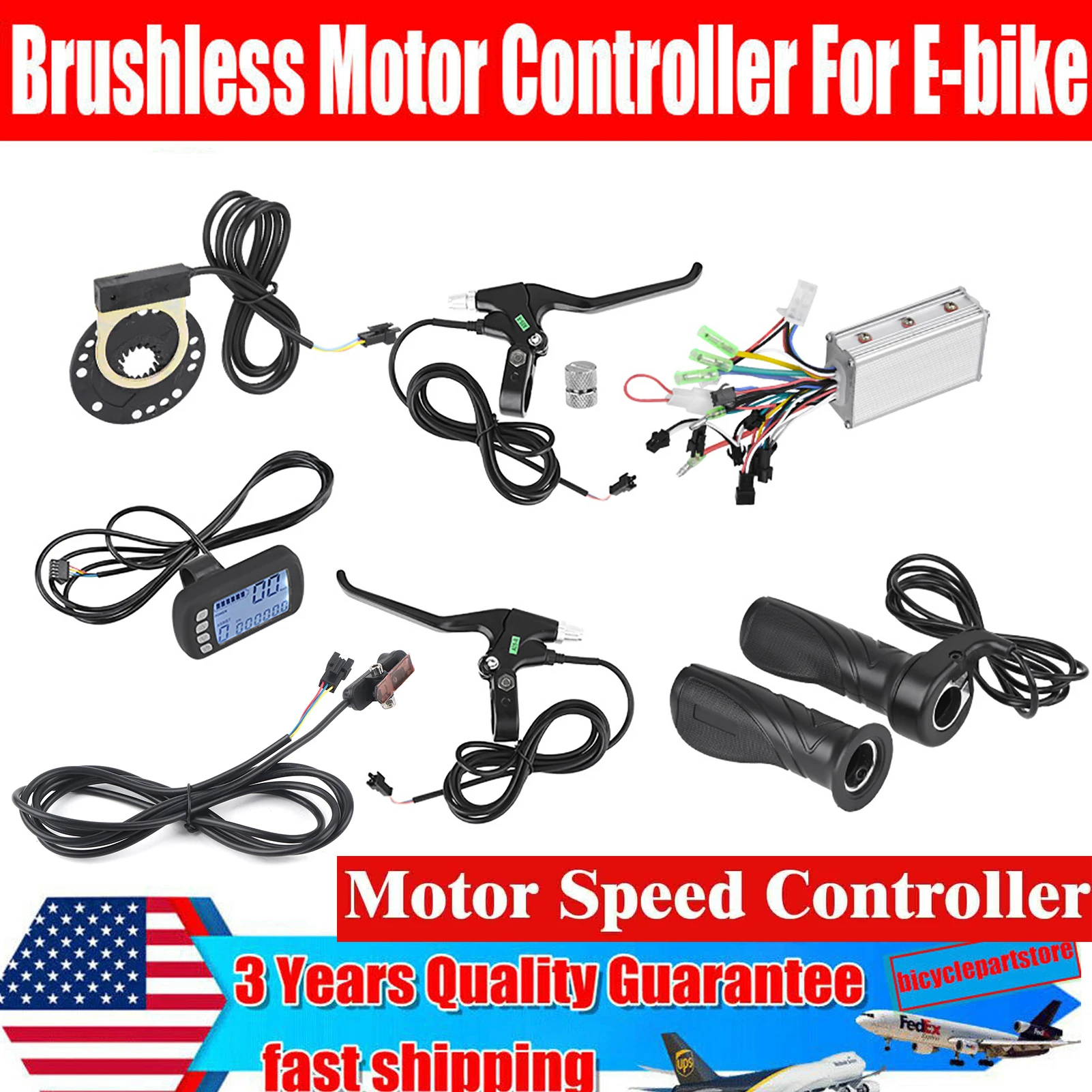 

24V/36V/48V 250W 350W 1500W Electric Bike Brushless Motor Controller Kit For Electric Bicycle E-bike Scooter Bicycle Accessories