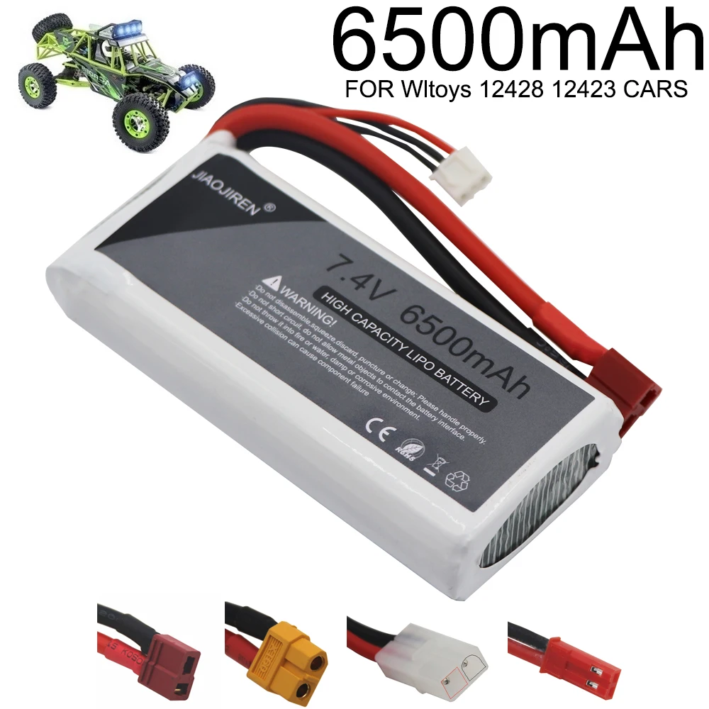 

RC Lipo Battery 2S 7.4V 6500mAh 10C Max 60C For Wltoys 12428 12423 RC Cars upgrade Battery parts For RC toys Car accessories
