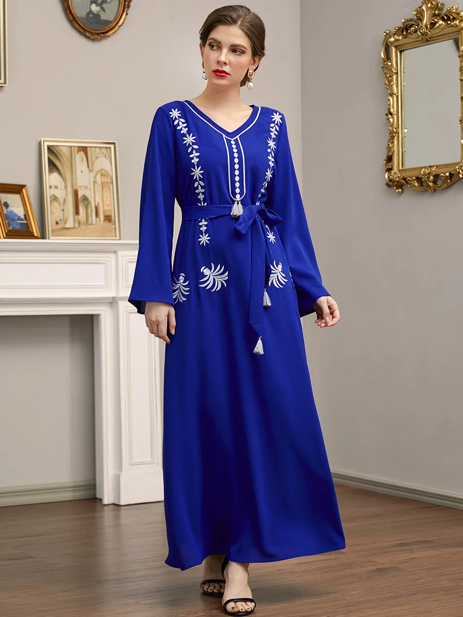 

Muslim Abaya Long Dress Women Embroidered Arab Vestidos Islam Kaftan Jilbab Djellaba Ropa Musulman Ensembles Middle East Ramadan