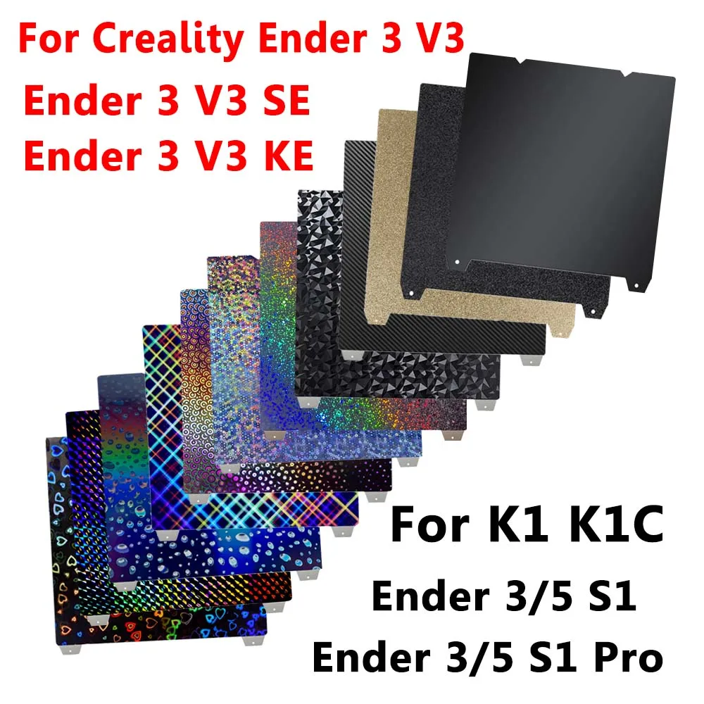 Фото Пластина PEI для Ender 3 V3 SE, Ender 3 V3 KE, Ender 3/5 S1 Pro, сборная пластина K1C с подогревом для Creality K1, Ender 3 V3 Лист PEI №1