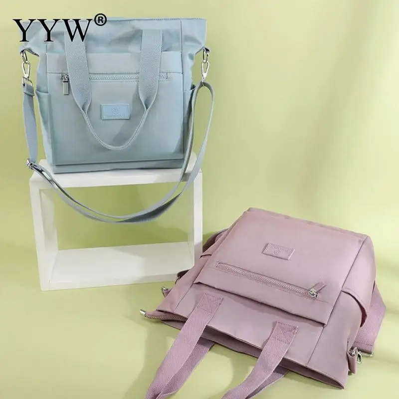 Solid Color Large Capacity Nylon Women Single Shoulder Handbag Casual Crossbody Lanyard Waterproof Canvas Female Travel Tote Bag