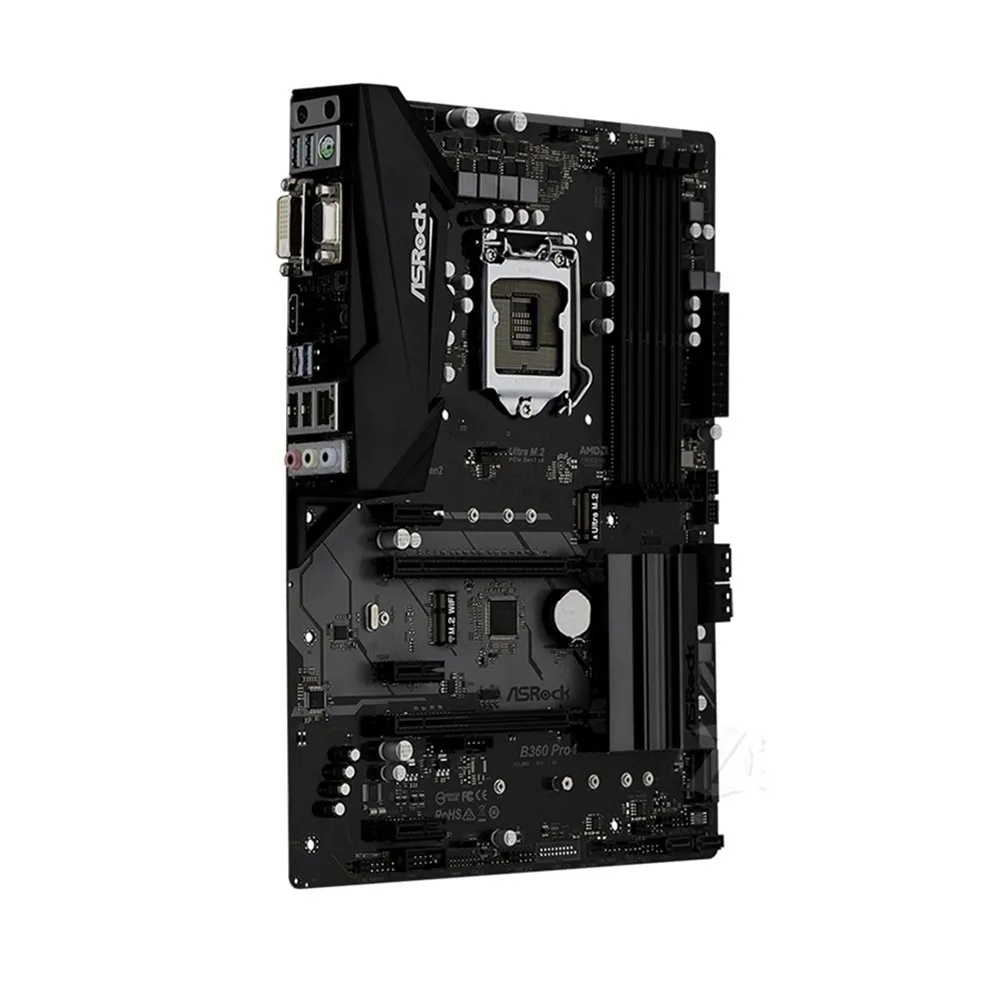 

Десктопная материнская плата LGA 1151, Материнская плата ASRock B360 Pro4 для процессора 8-го поколения i7i5i3 4 × DDR4 64 Гб PCI-E 3,0 м. 2 USB3.1 HDMI