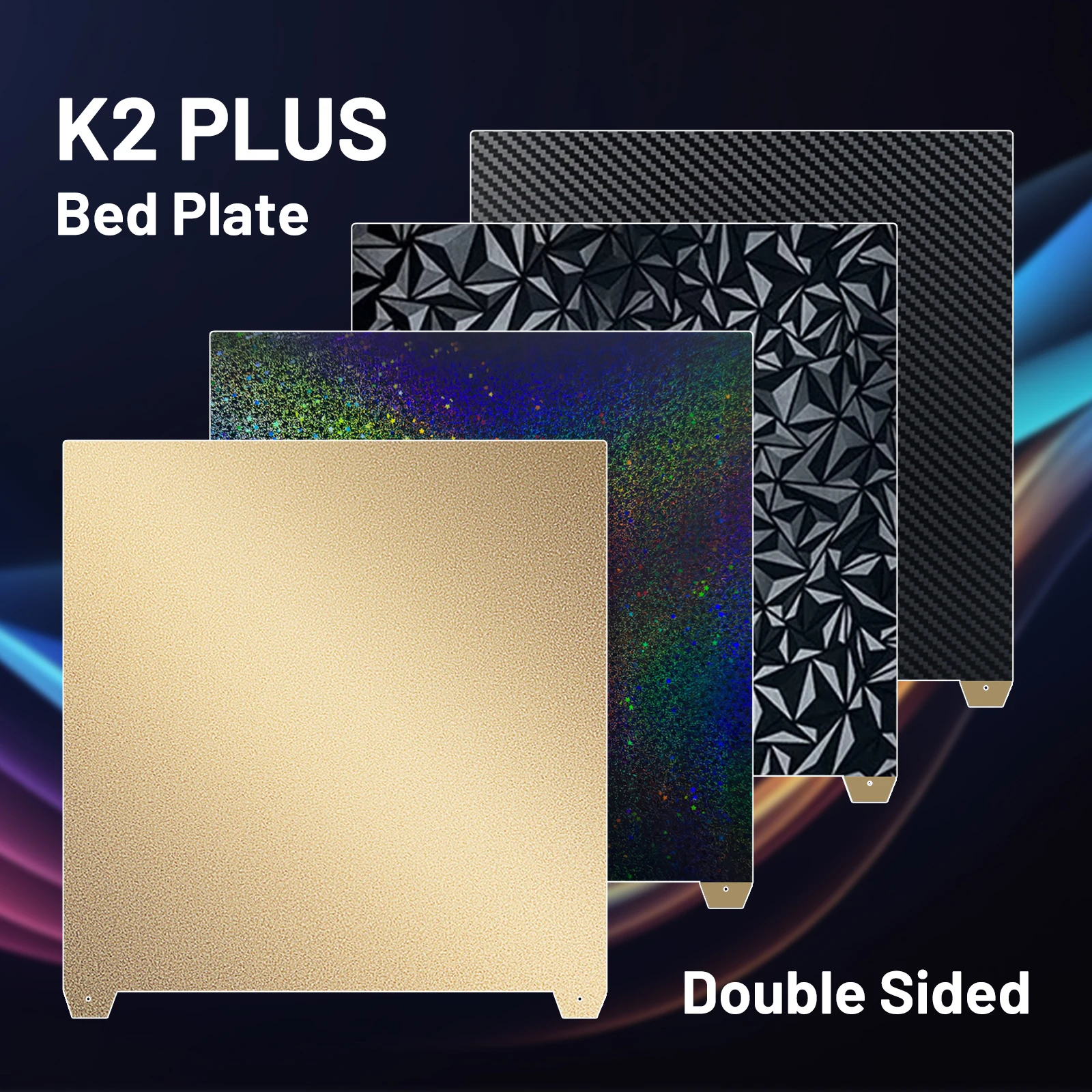 Фото Для Creality K2 PLUS сборная пластина Текстурированная PEI Smooth PEO PET 370x370 мм Пружинный стальной лист Для Creality k2 Plus Combo Heat Bed №1