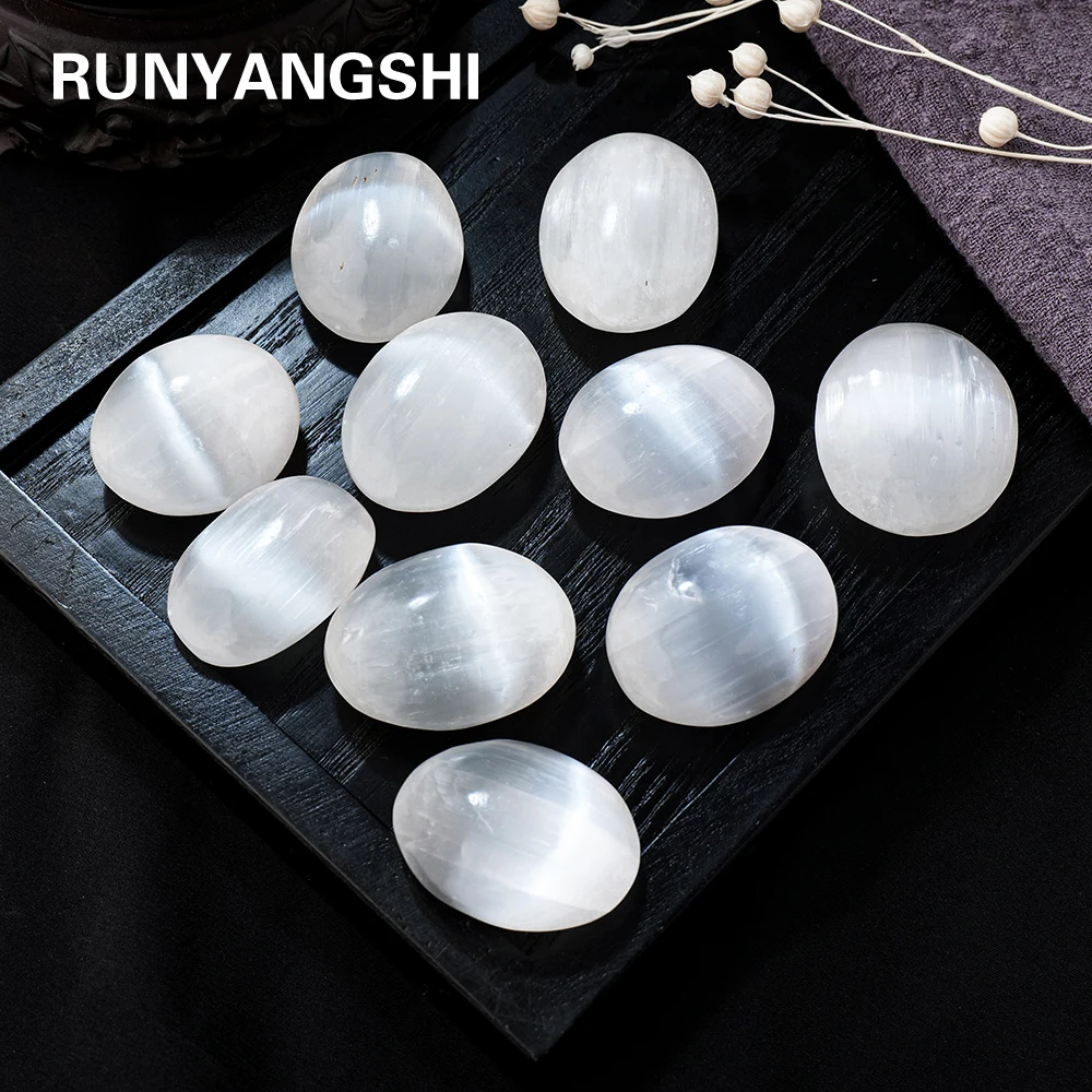 

1PC Natural White Selenite Palm Stone Gypsum Reiki Mineral Chakra Home Room Decoration Energy