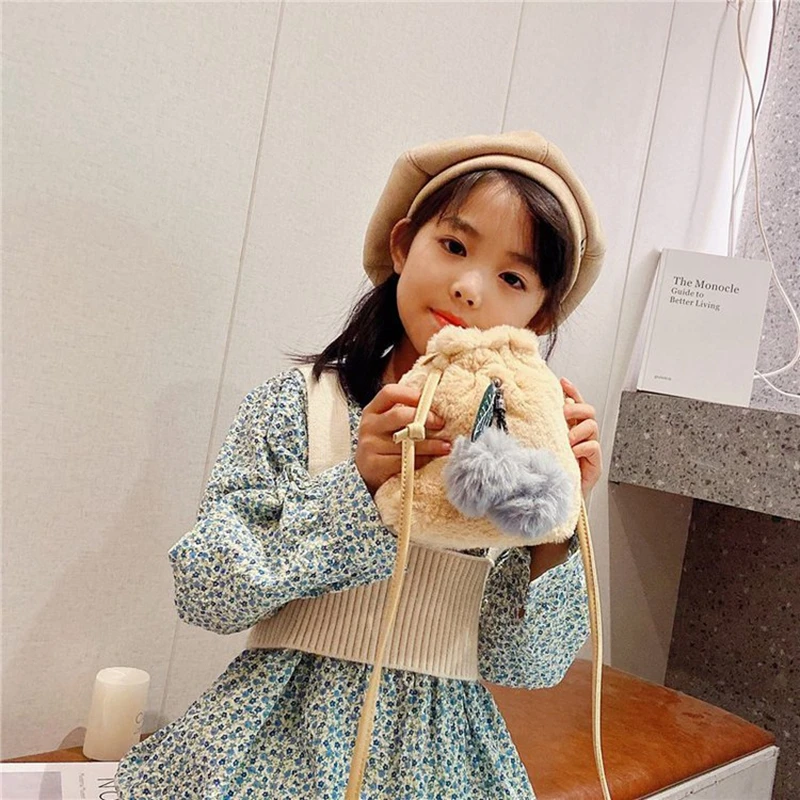 Plush Shoulder Bag For Children Kids Personalized Crossbody Bags Soft Sweet Messenger Bags Tide Girls Coin Purse Pouch