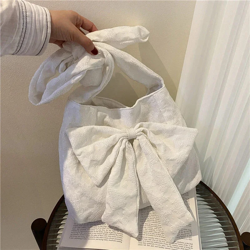 

Fashion Bow underarm Bags for Women Adjustable Strap Length 2023 Summer Large Capacity Canvas Shoulder Bag Shopper bag