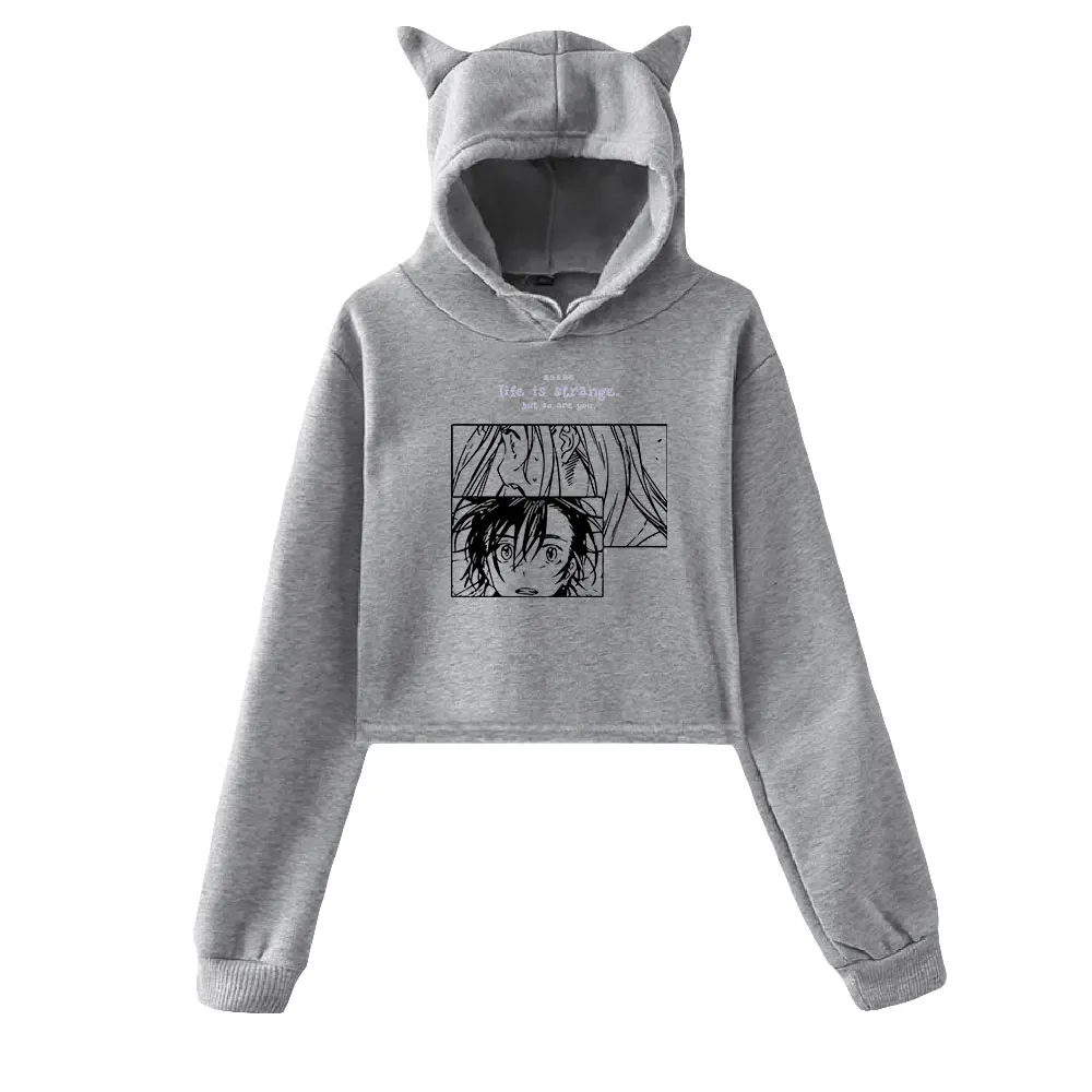 Summer Time Rendering Summertime Render Merch Cat Cropped Hoodies Women/Girl Hooded Crop Tops Loose Sweatshirt