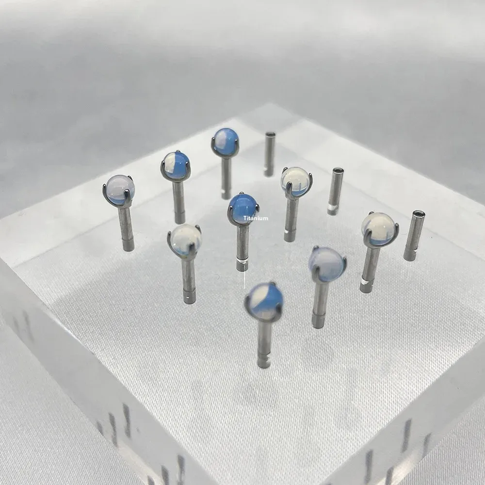 Титановый сплав F136 серьги из натурального лунного камня шпильки для губ носа