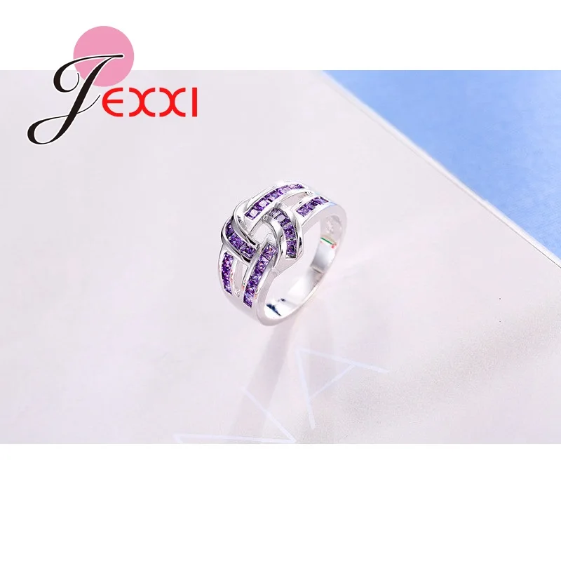Геометрический дизайн модный крест фиолетовый кубический циркон обручальные