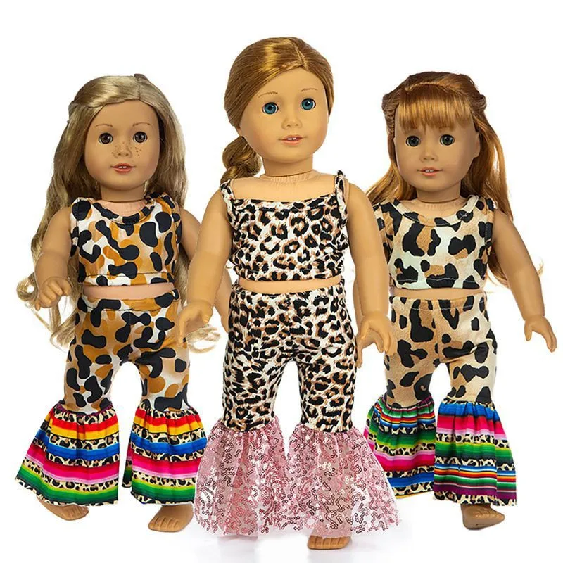 

Высококачественный модный комплект с леопардовым принтом, одежда подходит для американских кукол 18 дюймов, одежда и аксессуары для подарка...