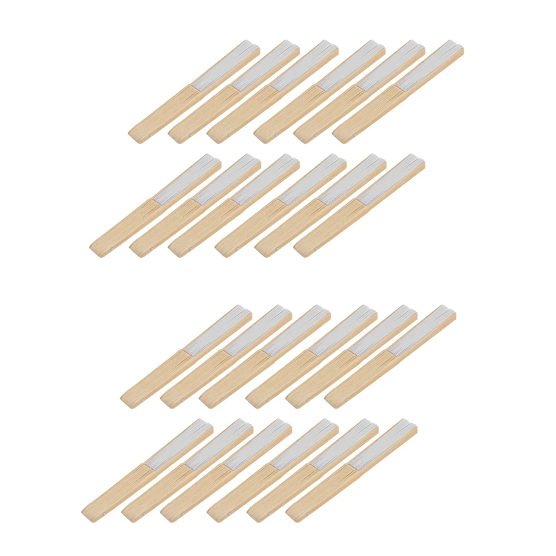 

24 упаковки ручных веера, веер из белой бумаги, бамбуковые складные вееры, портативный складной веер для церкви, свадебный подарок