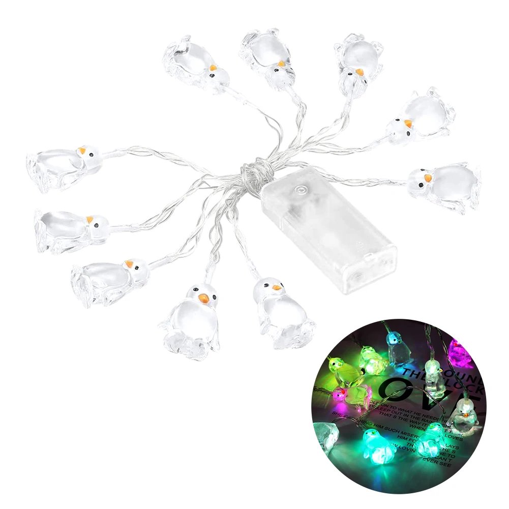 Colorful slow flashing lights Penguin light string 10 LED decorative lights animal shape lights festive atmosphere decoration