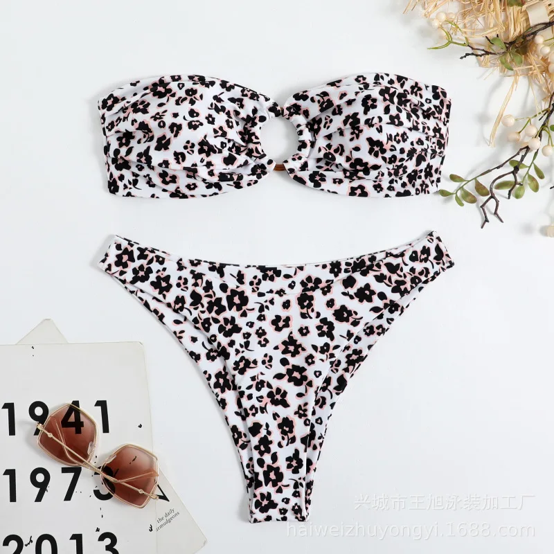 

2023 New Ins Bikini Women's Separates Swimsuit Bustier Swimsuit Floral Sexy Summer Beach Two-piece Set Women Are Swimwear