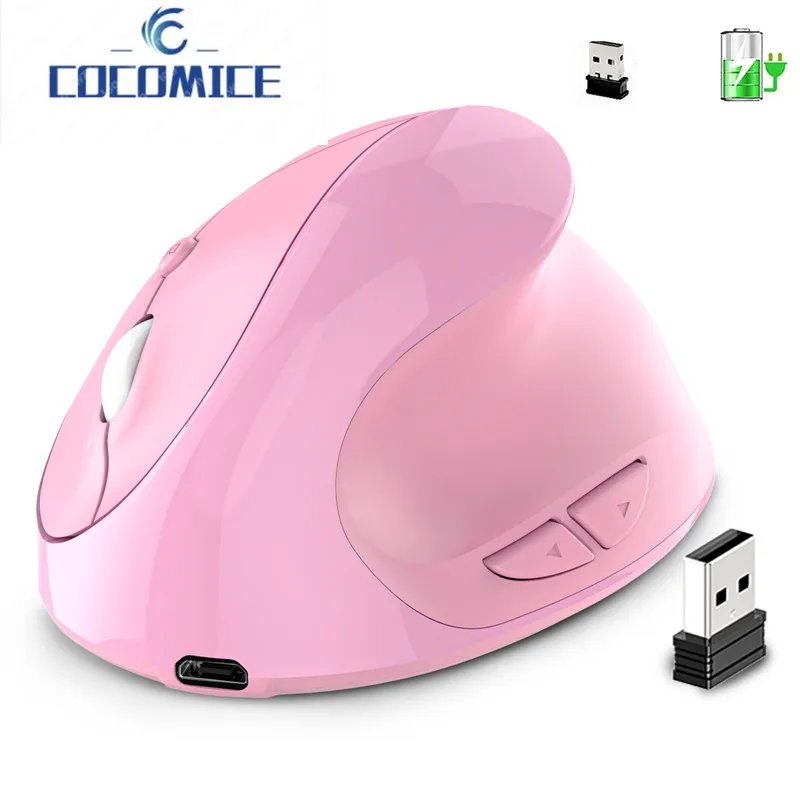 

recargable Wireless Mouse Vertical Gaming Mouse USB Computer Mice Ergonomic Desktop Upright Mouse for PC Laptop Office Home