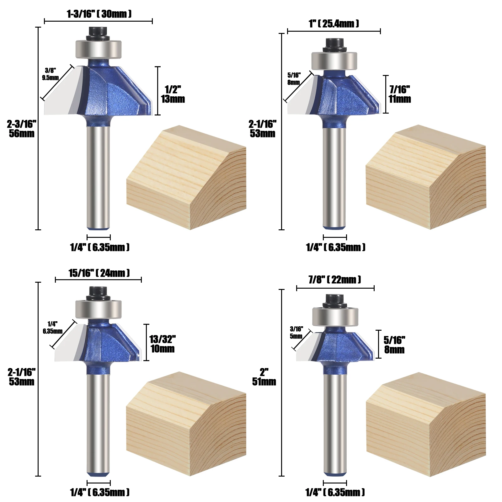 

Verseri 1 шт. набор фрез 1/4 дюйма, хвостовик 6,35 мм, 45 градусов, фаска, фреза, Формовочная коническая фреза, Деревообрабатывающие инструменты, карбид