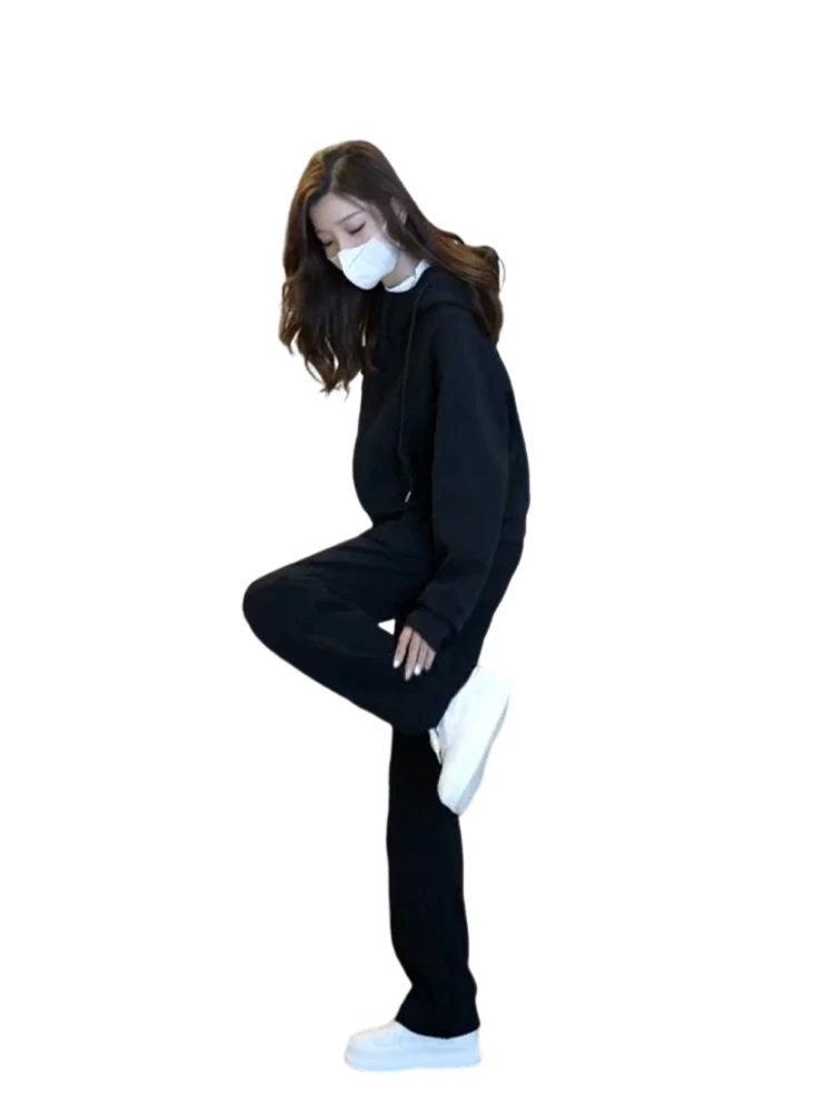 Женский Повседневный короткий свитшот и брюки в стиле ретро однотонный