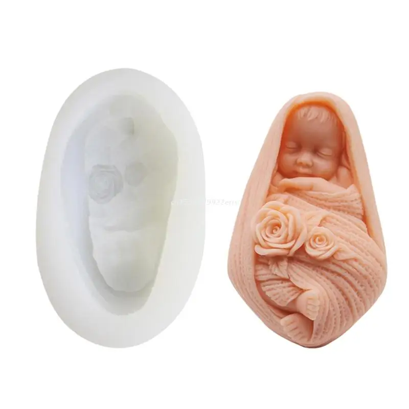 

3D Sleeping Baby Silicone Soap Mold for Fondant Cake Topper Decorating Chocolate Dropship