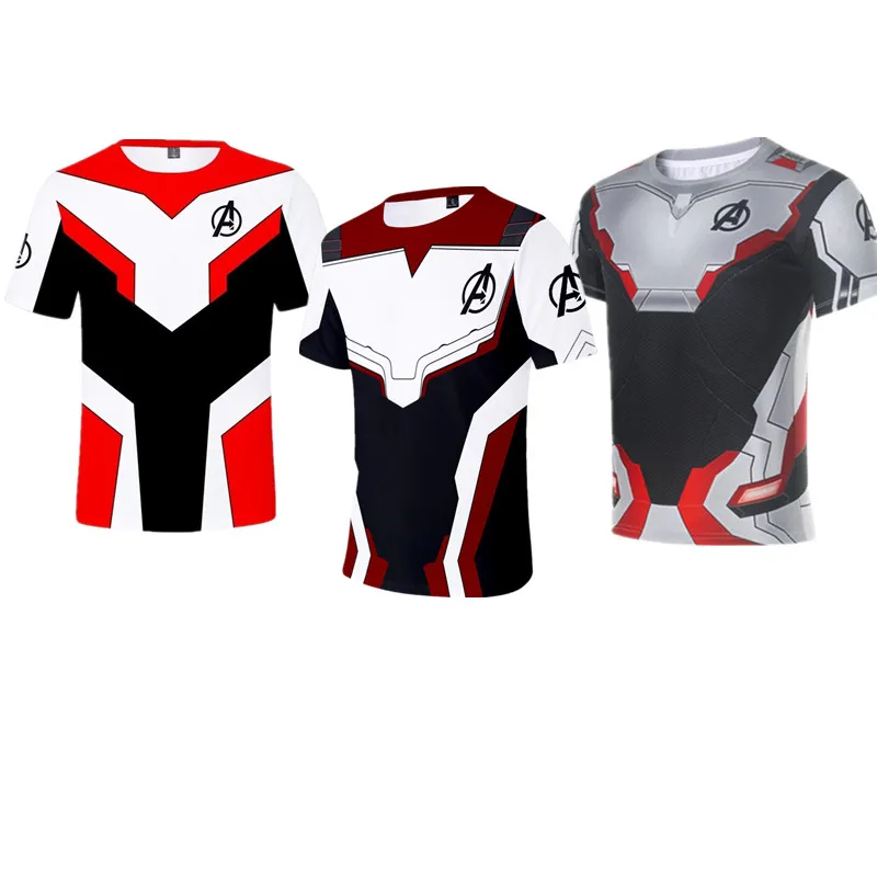 

Kids Adults The Avengers 4 Endgame Quantum Realm Cosplay T-shirt Boys Girls Thanos Captain Marvel Superhero Costume Tops Tee