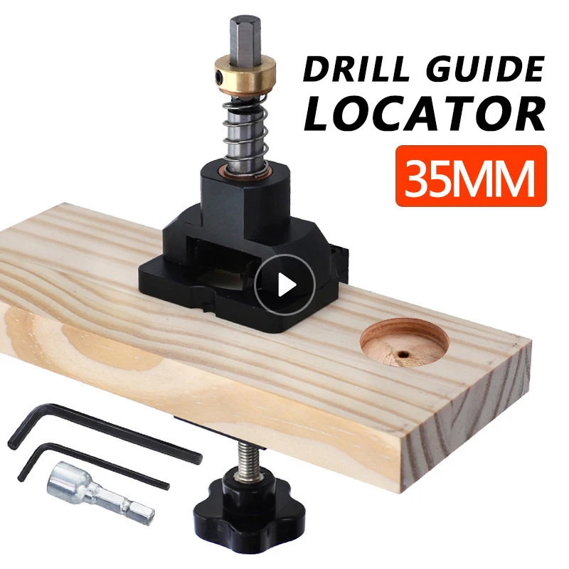 

35mm Hinge Hole Drill Guide Locator Wood Drilling Dowel Jig Woodworking Hole Opener For Door Cabinet Hinge Accessories Tools