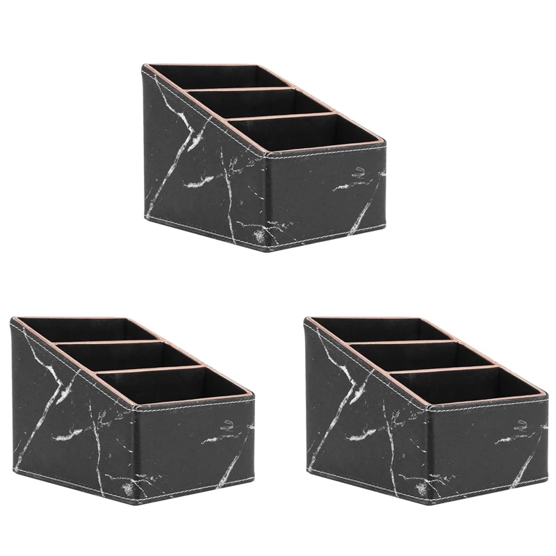 

3X 3 Slot PU Leather Remote Controller Holder Organizer, Home Sundries Storage Box, TV Guide/Mail/CD Organizer/Caddy
