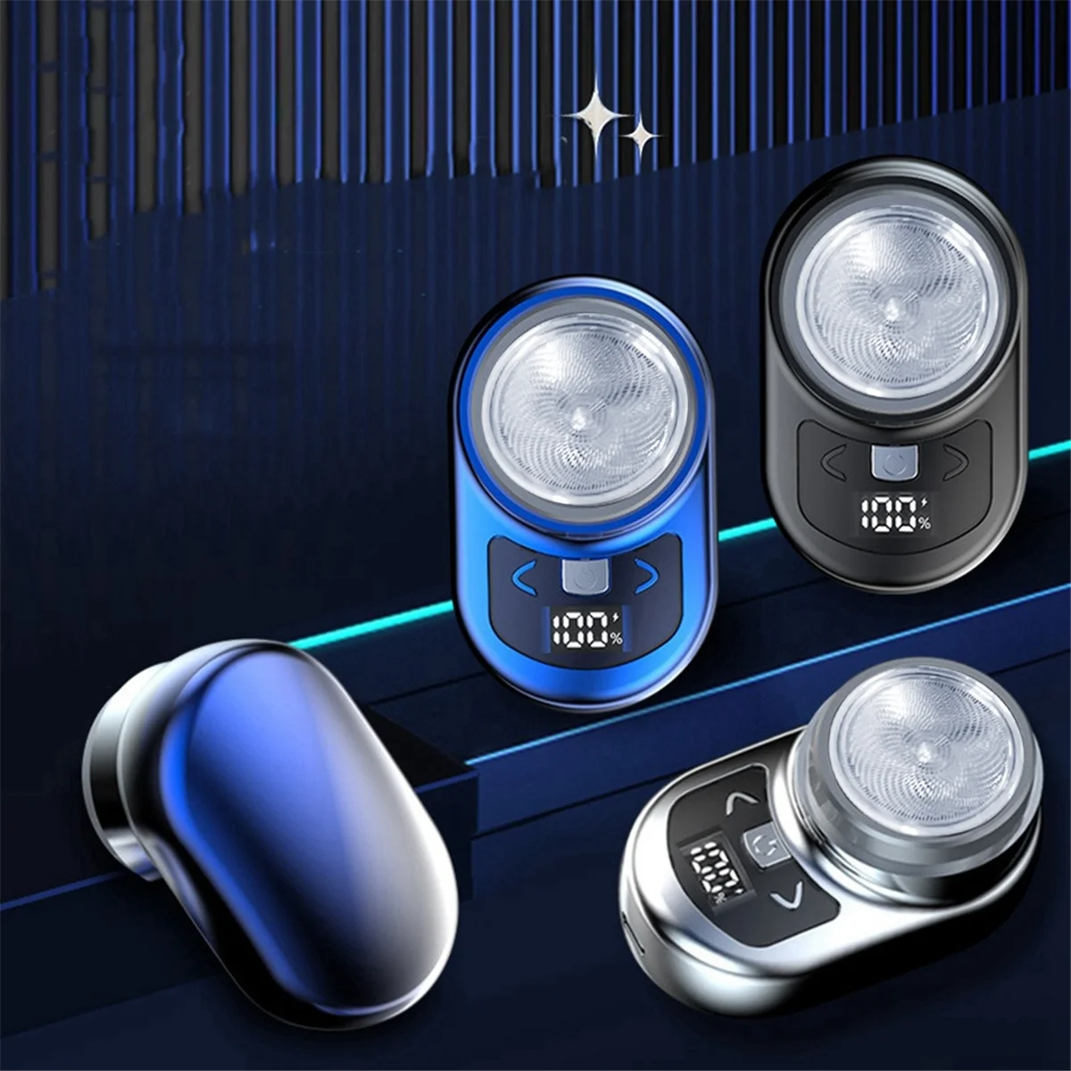 Portable Electric Shaver Pocket Shaving for Men Mini Beard LCD Power Display Rechargeable Travel Home Shaver-B