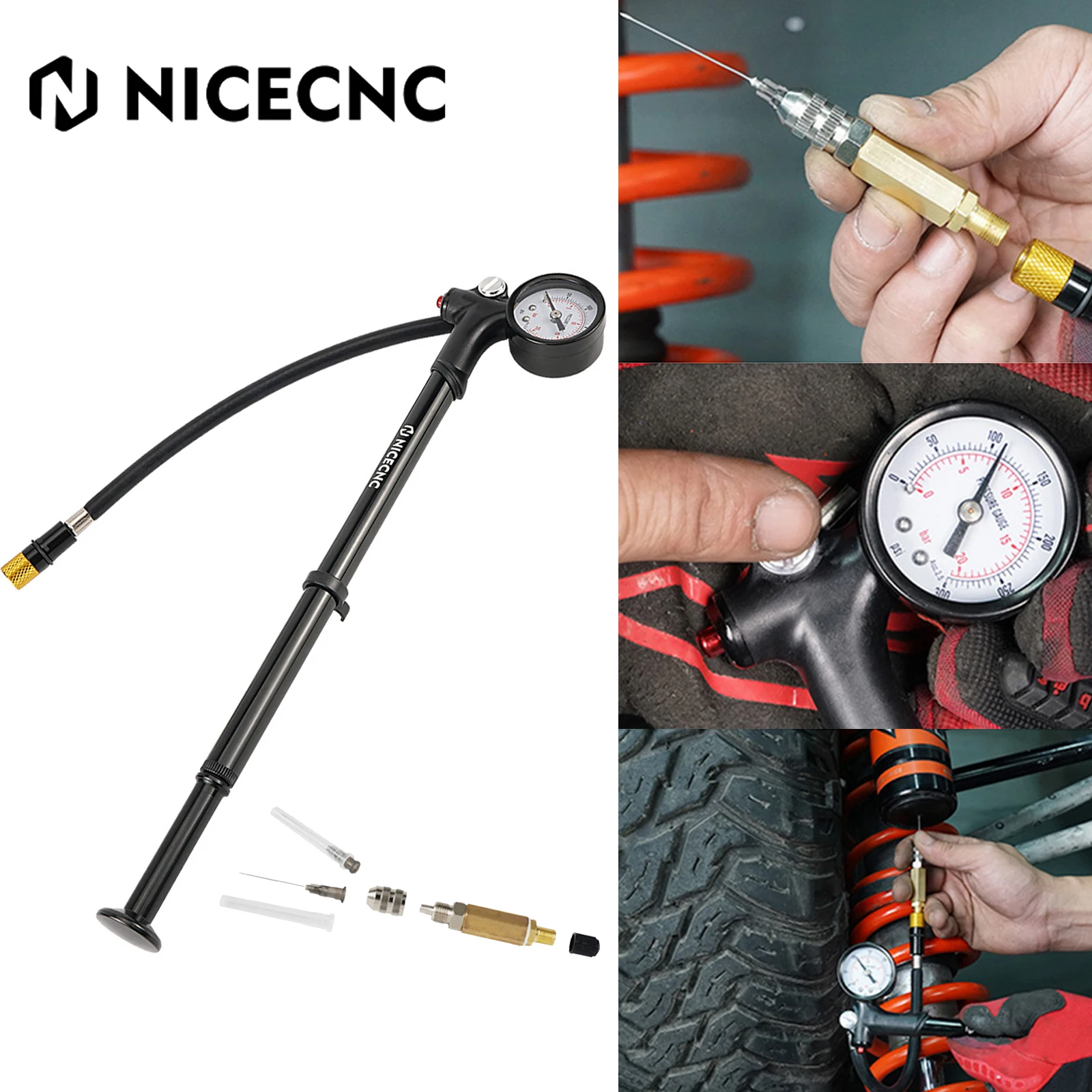 

Воздушный амортизирующий насос, азотная амортизационная игла с адаптером для KTM EXC Husqvarna Yamaha Raptor Polaris RZR ATV UTV