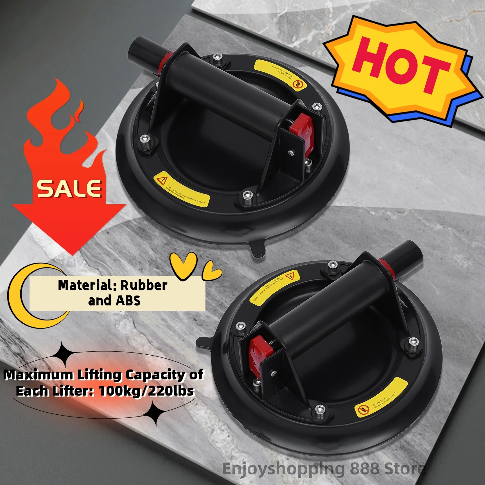 Электрический вакуумный подъемник для стекла 100 кг 2 шт.