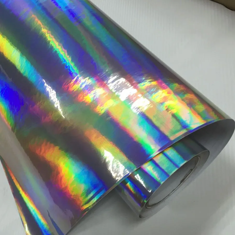 152 см x 40 серебристо-черная голографическая хромированная виниловая пленка с