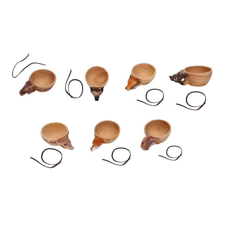 

Деревянная резиновая чашка для воды ручной работы с изображением животных, деревянная новая кружка, принадлежности для кемпинга, кофейные ...