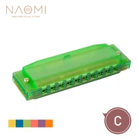 c key kids harmonica 10 hole plastic harmonica educational toys beginners toy musical instruments children and adults green