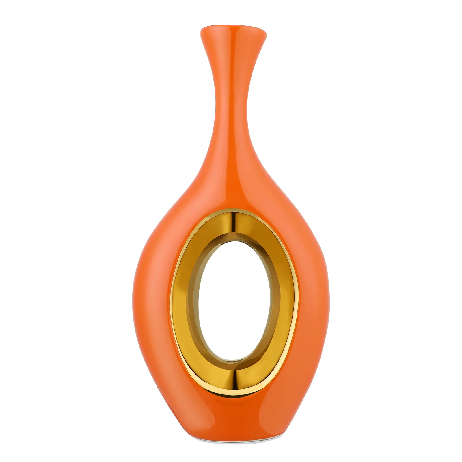 

Vase Vases Ceramicmodern Decor Circle Decorative Centerpieces Flower Minimalism Home Hollow White Aesthetic Orange Geometric