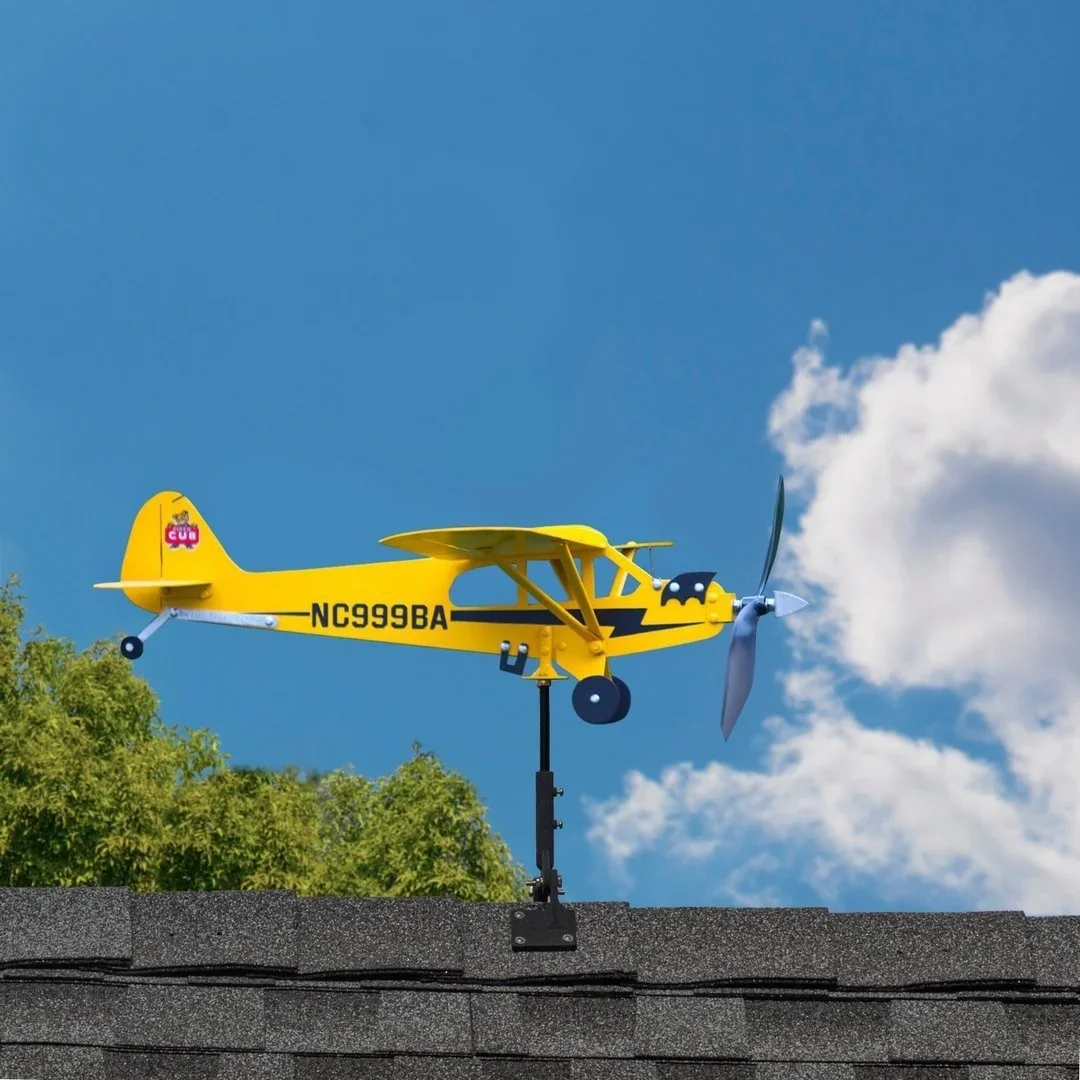 Фото Piper J3 Cub флюгер для самолета металлический садовый флюгер самолет флюгер индикатор направления ветра садовый домашний декор №2