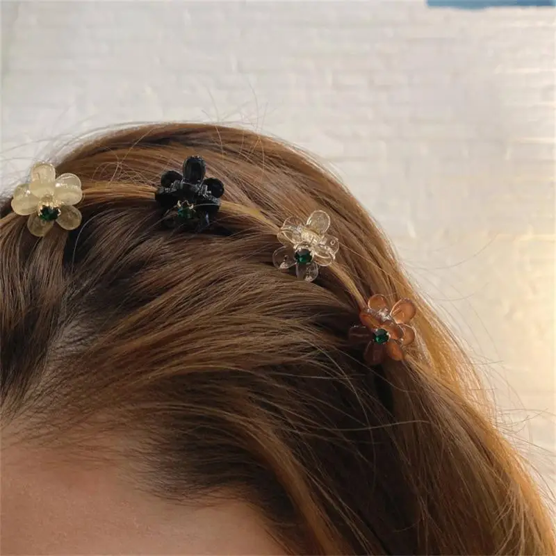 

2pcs/lot Mini Flower Clip For Girls Simple Solid Color With Rhinestone Hairs Claw Clips Side Hairpin Fashion Hair Accessories