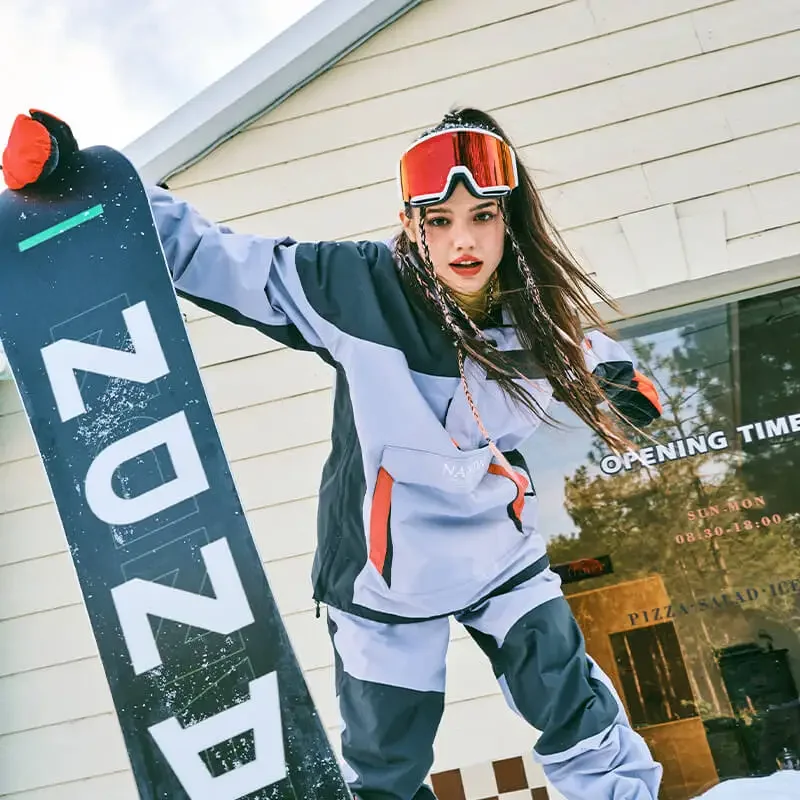 Лыжный костюм NANDN женский теплый зимний лыжный с капюшоном защитой от ветра и